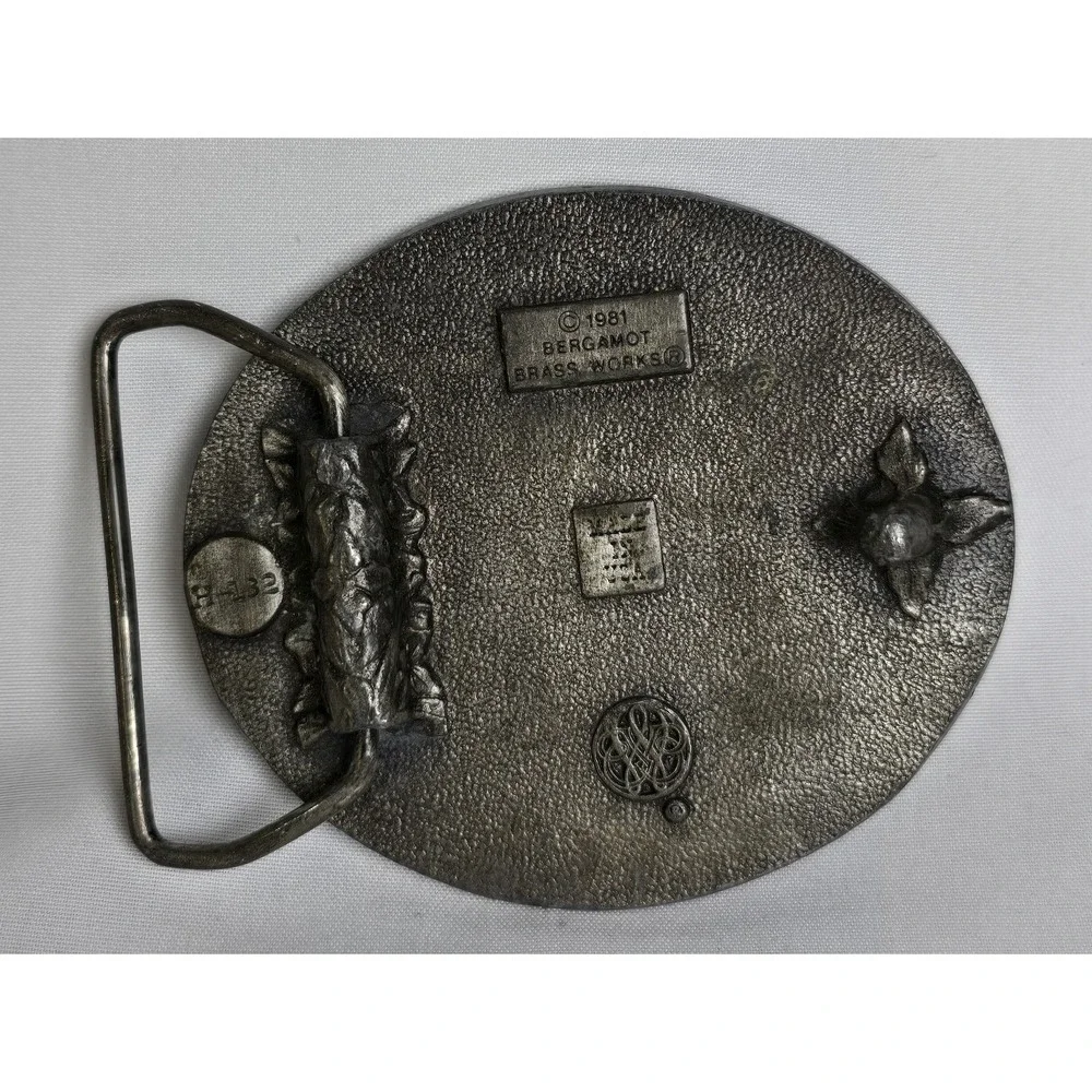 Belt Buckle - Proud To Be An American - 1981 H132 USA - Bergamot Brass Works